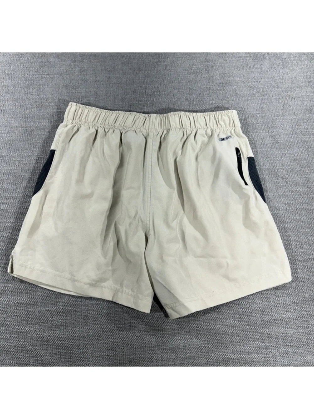 RBX Men's Light Beige Athletic Shorts with Black Trim
